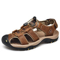Men's Sandals Summer Soft Sandals Comfortable Men Shoes Genuine Leather Sandals Big Size Soft Outdoor Men Roman Sandals - GoJohnny437