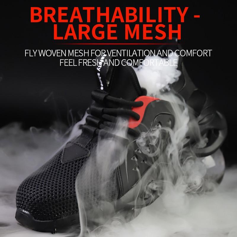 Mens Summer Breathable Boots Working Steel Toe Anti-Smashing Construction Safety Work Sneakers - GoJohnny437