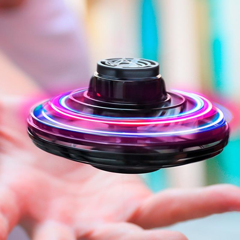 Mini led UFO finger spinner Flying spinner returning gyro Kids toy child christmas gift outdoor saucer Drone gaming - GoJohnny437