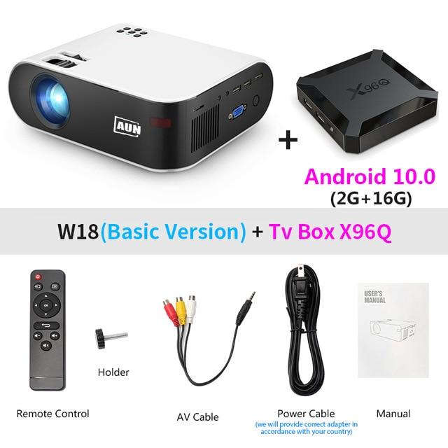 MINI Projector W18, 2800 Lumens (Optional Android 6.0 wifi W18D), support Full HD 1080P LED Projector 3D Home Theater - GoJohnny437