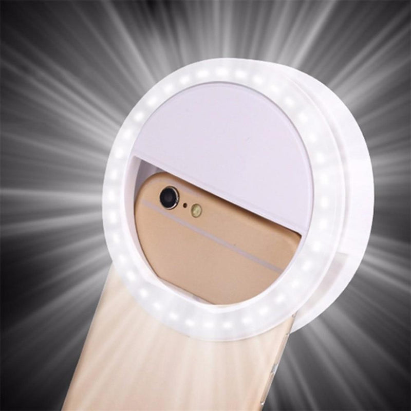 Mobile Phone Light Clip Selfie LED Auto Flash For Cell Phone Smartphone Round Portable Selfie Flashlight Makeup Mirror - GoJohnny437