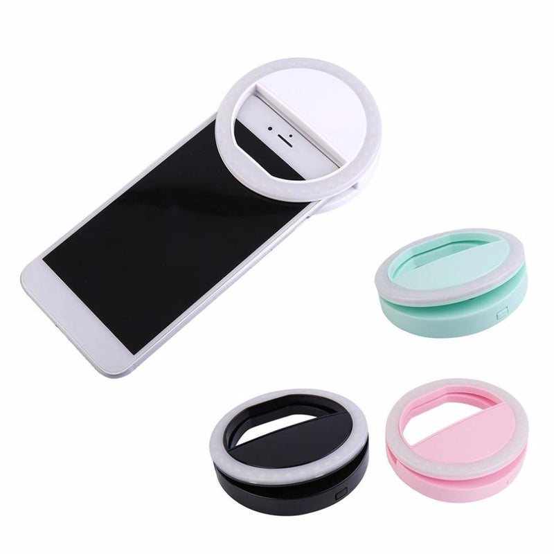 Mobile Phone Light Clip Selfie LED Auto Flash For Cell Phone Smartphone Round Portable Selfie Flashlight Makeup Mirror - GoJohnny437