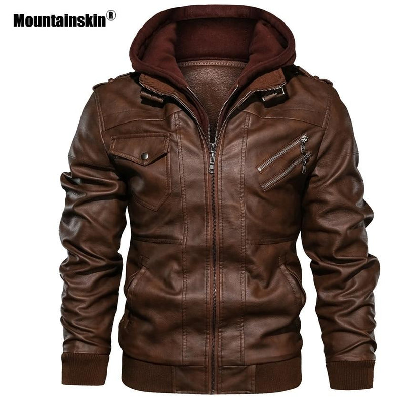 Mountainskin New Men's Leather Jackets Autumn Casual Motorcycle Jacket Biker Leather Coats - GoJohnny437
