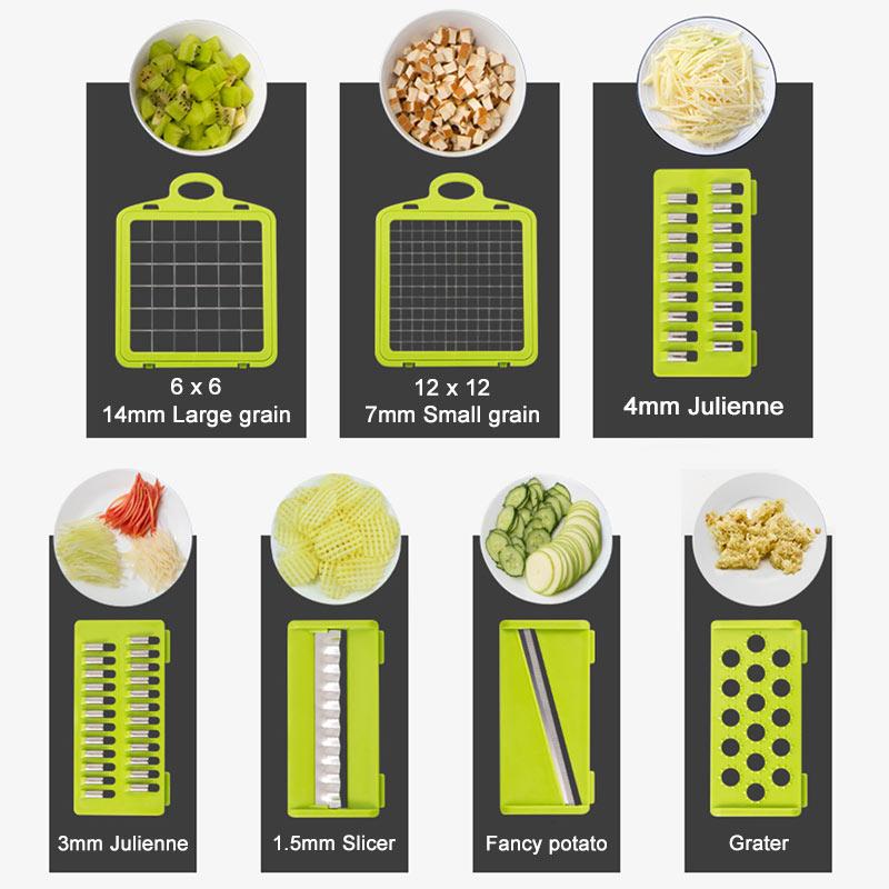 Multifunctional Manual Vegetable Cutter 7Dicing Blades Mandoline Slicer Cheese Carrot Grater Potato Peeler Kitchen Accessories - GoJohnny437