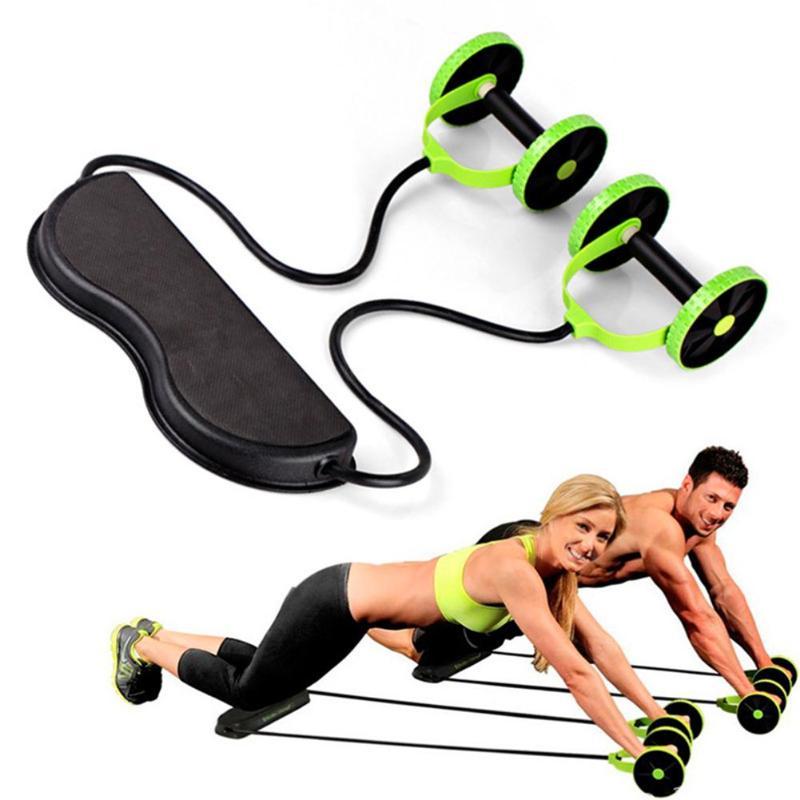 Muscle Exercise Equipment Home Fitness Equipment Double Wheel Abdominal Power Wheel Ab Roller Gym Roller Trainer Training - GoJohnny437