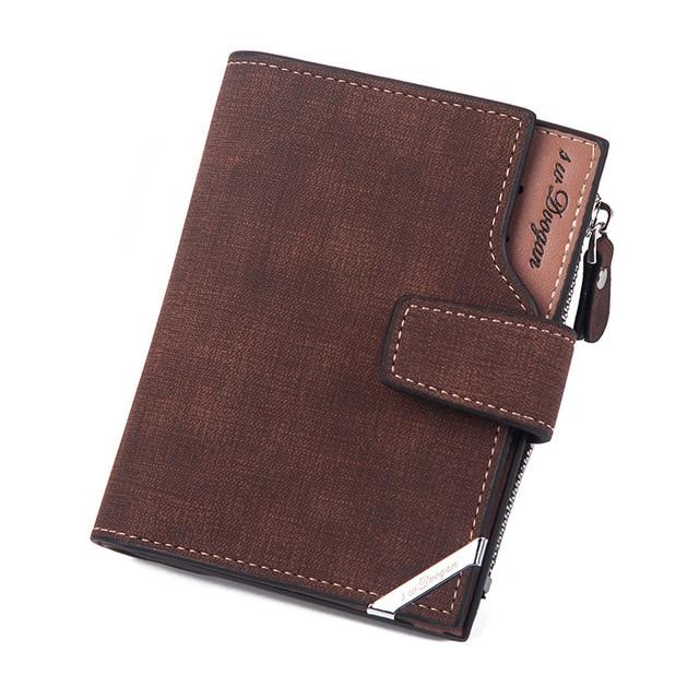 New Business men's wallet Short vertical Male Coin Purse casual multi-function card Holders bag zipper buckle triangle folding - GoJohnny437