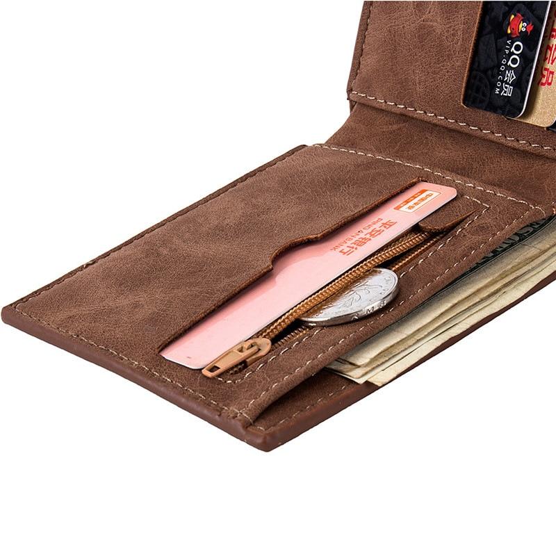 New Men Wallets Small Money Purses Wallets New Design Dollar Price Top Men Thin Wallet With Coin Bag Zipper Wallet - GoJohnny437