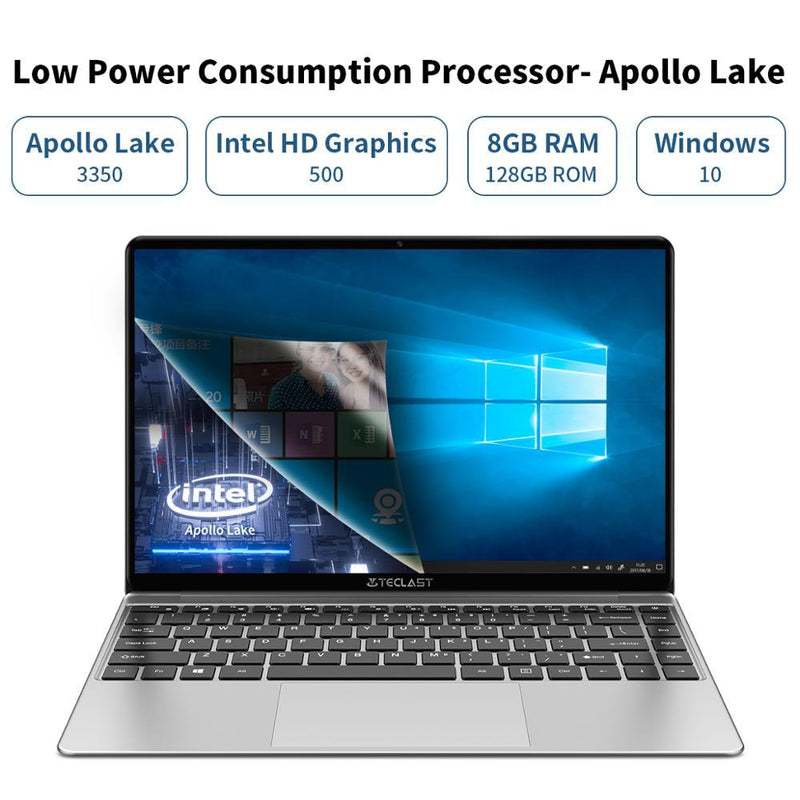 Notebook 8GB RAM 128GB ROM Laptops 14.1" 1920x1080 IPS Windows 10 Intel Apollo Lake Dual Wifi Computer - GoJohnny437