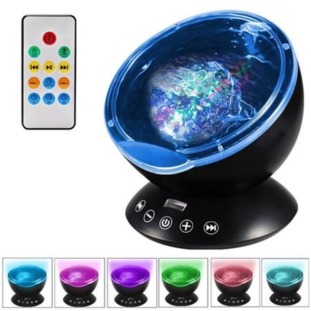 Ocean Wave Projector LED Night Light Built In Music Player Remote Control 7 Light Cosmos Star Luminaria For kid Bedroom - GoJohnny437