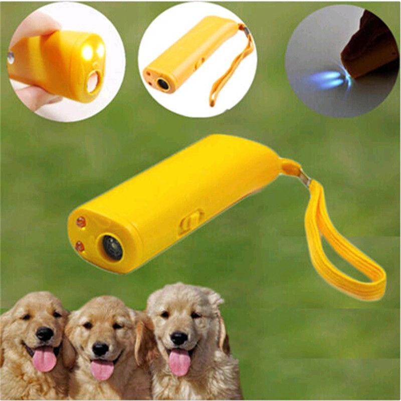 Pet Dog Repeller Anti Barking Stop Bark Training Device Trainer LED Ultrasonic 3 in 1 Anti Barking Ultrasonic Without Battery - GoJohnny437