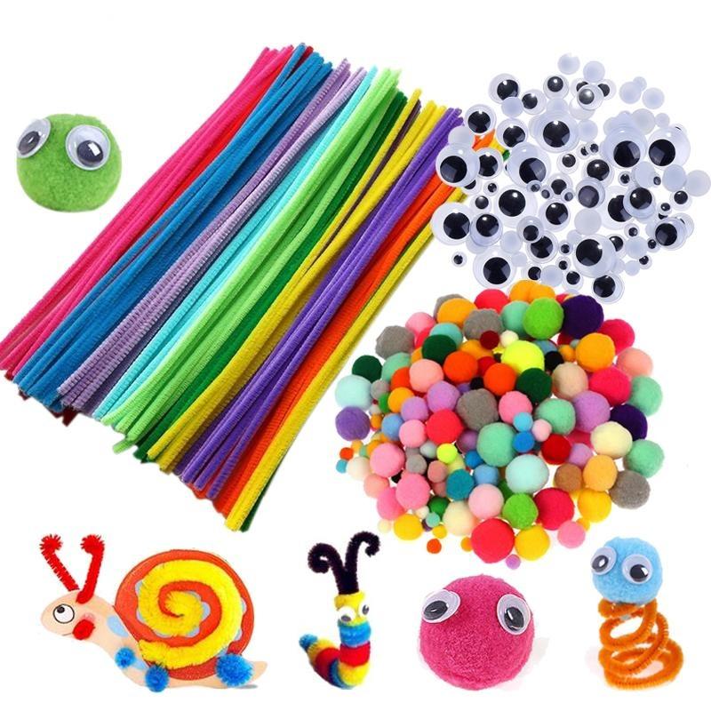 Plush Stick / Pompoms Rainbow Colors Shilly-Stick Educational DIY Toys Handmade Art Craft Creativity Devoloping Toys - GoJohnny437