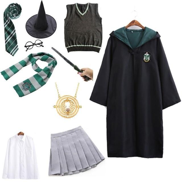 Potter Costume Cosplay Clothes Hoodie Magic Cloak Costume Robe Cape Sweater Tie Scarf Wand Shirt Cosplay Costume Halloween - GoJohnny437