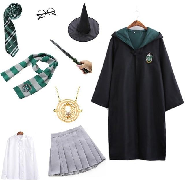 Potter Costume Cosplay Clothes Hoodie Magic Cloak Costume Robe Cape Sweater Tie Scarf Wand Shirt Cosplay Costume Halloween - GoJohnny437