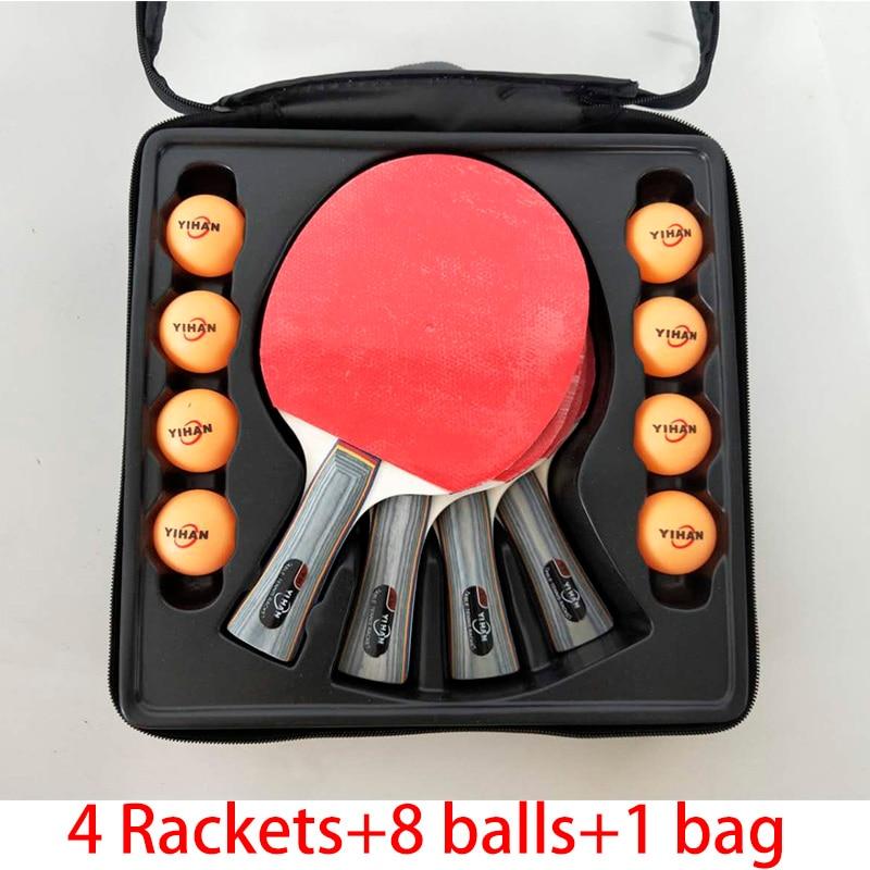Professional Double-sided rubber Table Tennis Racket Set with 4 paddles + 6 balls,Carbon ping pong bat, - GoJohnny437
