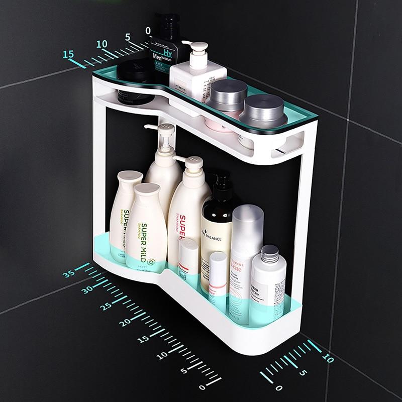 Punch-free Bathroom Shelf Shampoo Cosmetic Storage Rack Wall Mounted Kitchen Plastic Organizer Holder Home Bathroom Accessories - GoJohnny437