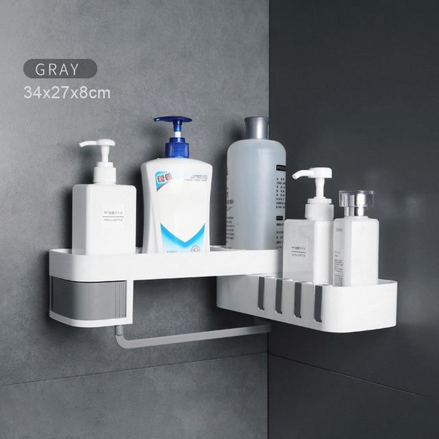 Punch-free Bathroom Shelf Shampoo Cosmetic Storage Rack Wall Mounted Kitchen Plastic Organizer Holder Home Bathroom Accessories - GoJohnny437