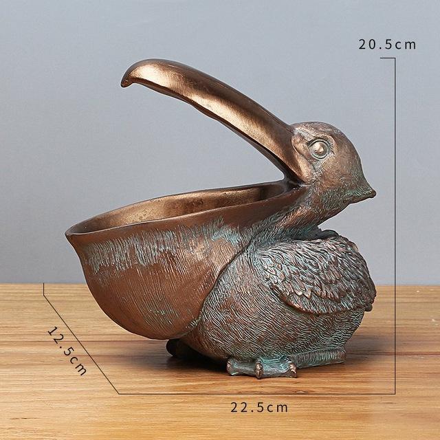 Resin Pelican Figurines Key Holder Entrance Feng Shui Home Accessories Storage Animal Ornament New Year Gift Craft - GoJohnny437