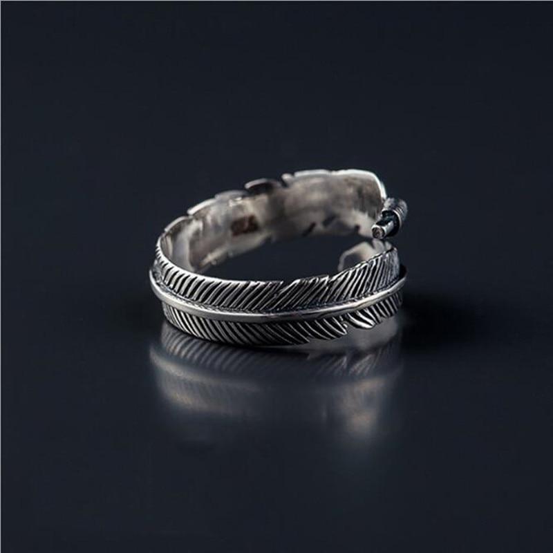 Retro High-quality 925 Sterling Silver Jewelry Thai Silver Not Allergic Personality Feathers Arrow Opening Rings SR239 - GoJohnny437