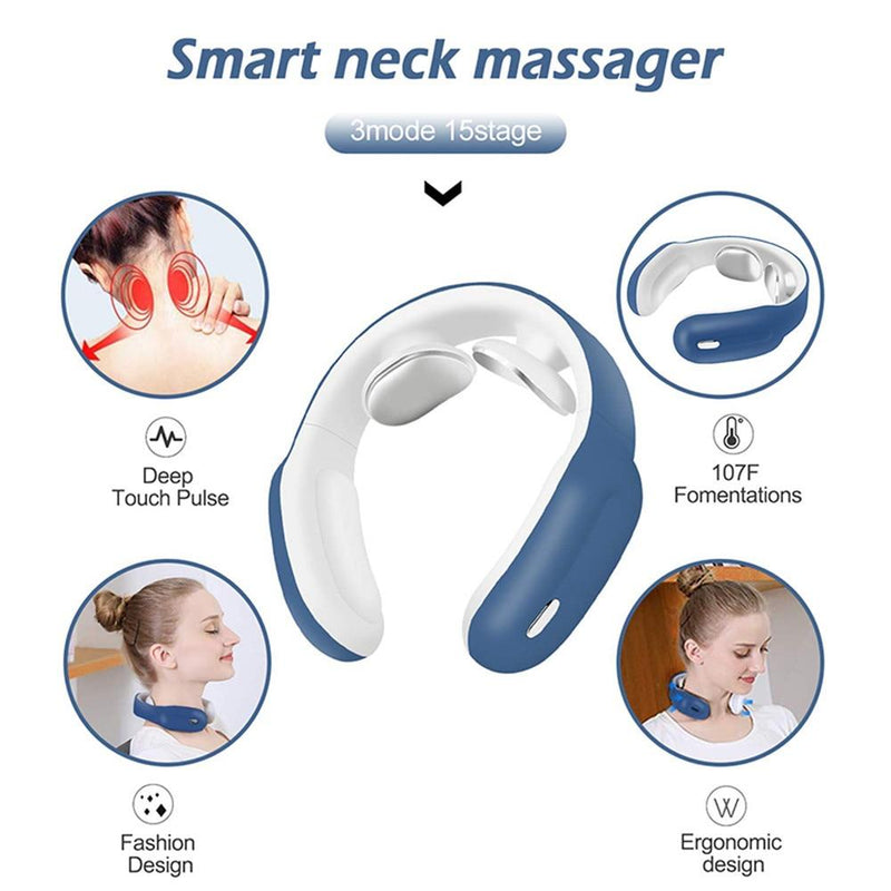 Smart Electric Shoulder Neck Massager Pain Relief Tool Pink Blue White Health Care Relaxation Cervical Vertebra Physiotherapy - GoJohnny437