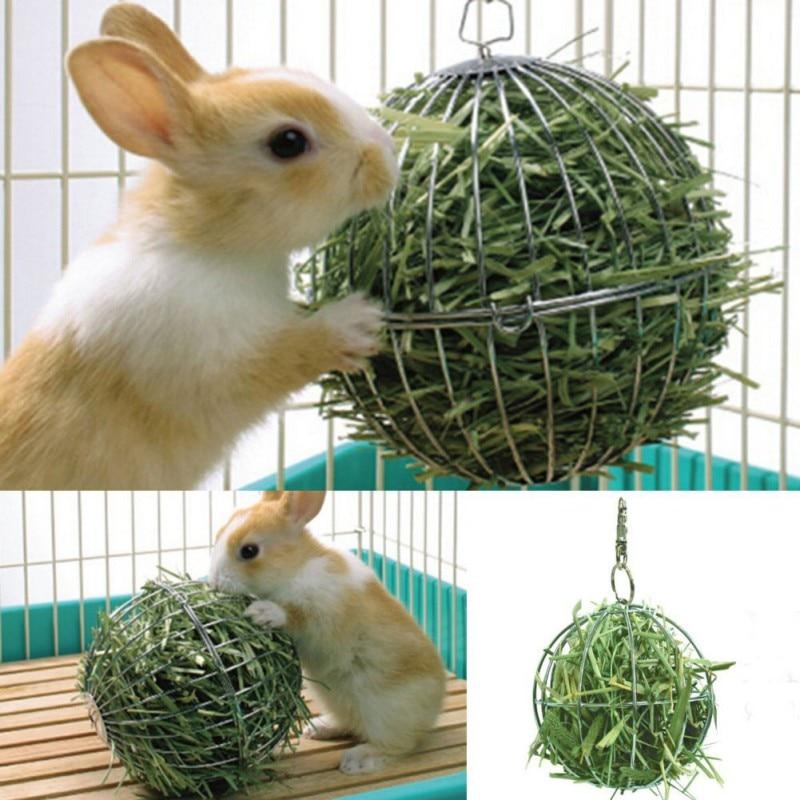 Stainless Steel Pet Toys Round Sphere Feed Dispense Exercise Hanging Hay Ball Guinea Pig Hamster Rat Rabbit - GoJohnny437