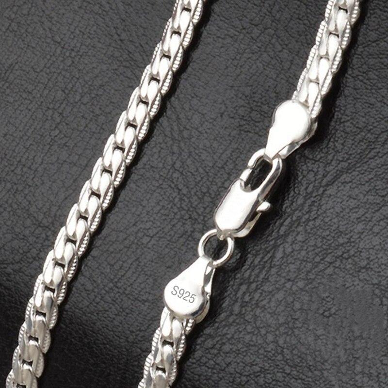 Sterling Silver 6mm Full Sideways Necklace 18/20/24 Inch Chain For Woman Men Fashion Wedding Engagement Jewelry - GoJohnny437