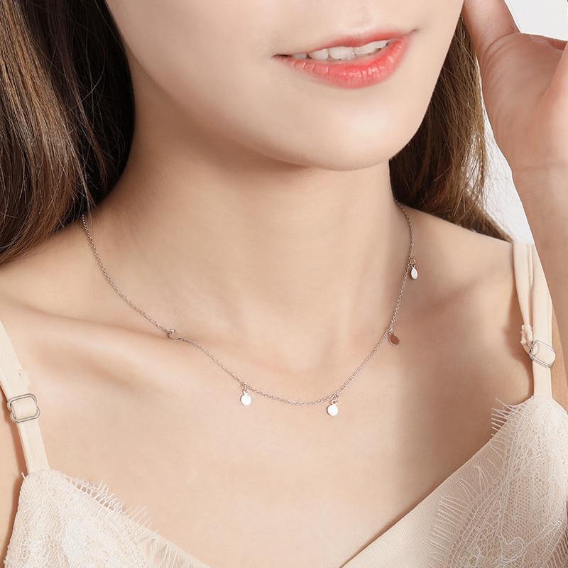 Sterling Silver Geometric Round Choker Necklace For Fashion Women Minimalist Fine Jewelry Cute Accessories 2019 - GoJohnny437