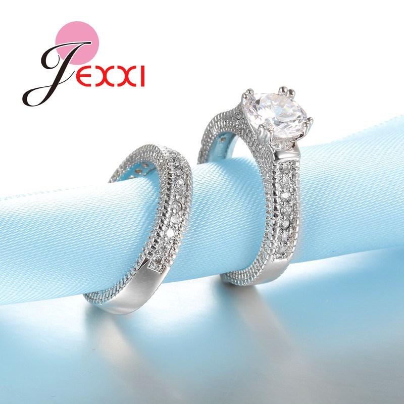 Sterling Silver Ring Sets 2 PCS Full African AAA Crystal Heart Stone Rings Romantic Best Choice - GoJohnny437