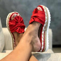 Summer slippers women Shoes Summer wedge Thick bottom slippers Bow Slippers women fashion - GoJohnny437