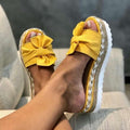Summer slippers women Shoes Summer wedge Thick bottom slippers Bow Slippers women fashion - GoJohnny437