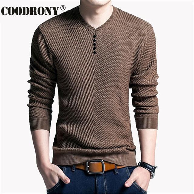 Sweater Men Casual V-Neck Pullover Men Autumn Slim Fit Long Sleeve Shirt Mens Sweaters Knitted Cashmere Wool - GoJohnny437
