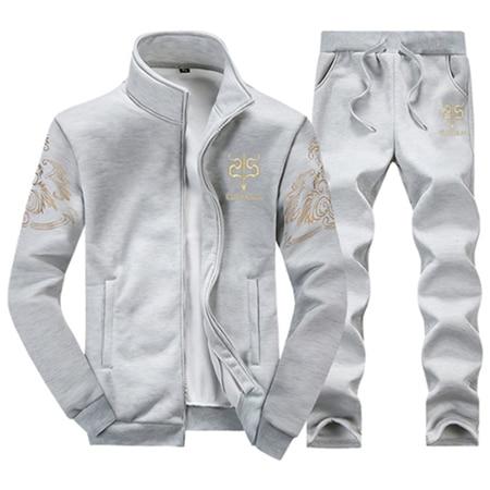 Tracksuits Men Polyester Sweatshirt Sporting Fleece 2020 Gyms Spring Jacket + Pants Casual Men's Track Suit Sportswear Fitness - GoJohnny437