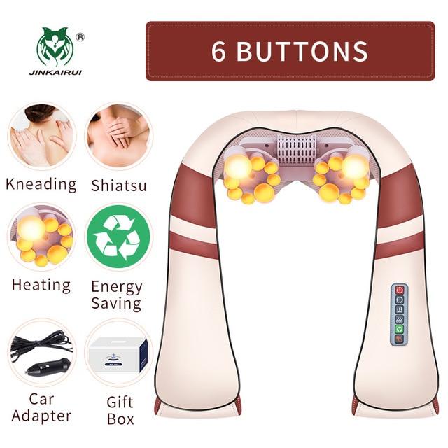 U Shape Electrical Shiatsu Body Shoulder Neck Massager Back Infrared 4D kneading Massage Car Home Best Gift HealthCare - GoJohnny437