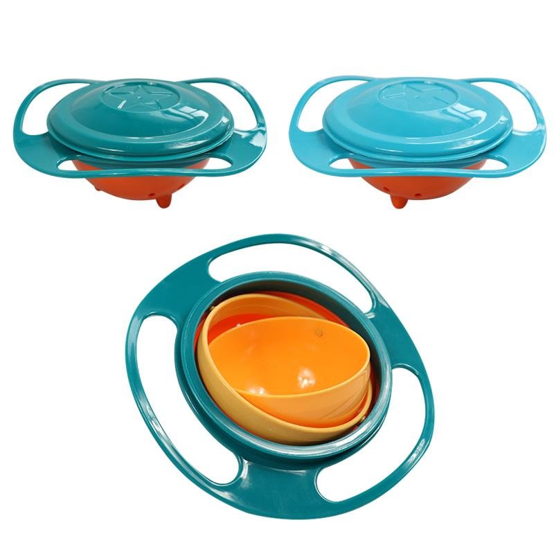 Universal Gyro Bowl Practical Design Children Rotary Balance Novelty Gyro Umbrella 360 Rotate Spill-Proof Solid Feeding Dishes - GoJohnny437