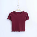 Vintage O neck Short sleeve T-shirt New Woman Slim Fit t shirt tight tee Summer Tops - GoJohnny437