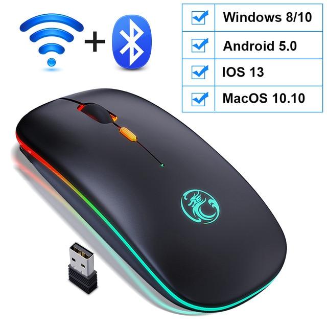 Wireless Mouse Bluetooth RGB Rechargeable Mouse Wireless Computer Silent Mause LED Backlit Ergonomic Gaming Mouse For Laptop PC - GoJohnny437