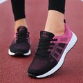Women Casual Shoes Fashion Breathable Walking Mesh Lace Up Flat Shoes Sneakers Women Pink Black White - GoJohnny437