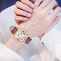 Women Diamond Watch Starry Square Dial Bracelet Watches Set Ladies Leather Band Quartz Wristwatch Female Clock Zegarek Damski - GoJohnny437