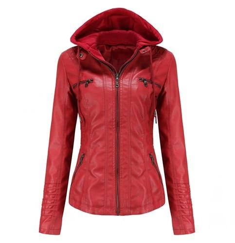 Women Faux Soft Leather Jackets Coats Lady Black Zipper Epaule Motorcycle Streetwear - GoJohnny437