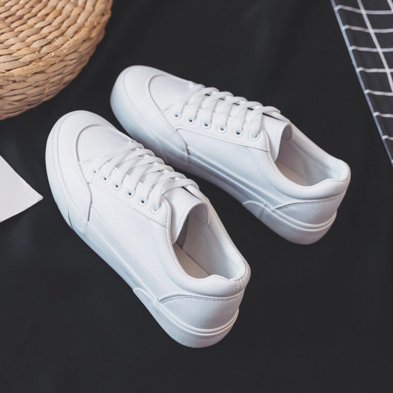 Women Sneakers Leather Shoes Spring Trend Casual Flats Sneakers Female New Fashion Comfort White Platform Shoes - GoJohnny437
