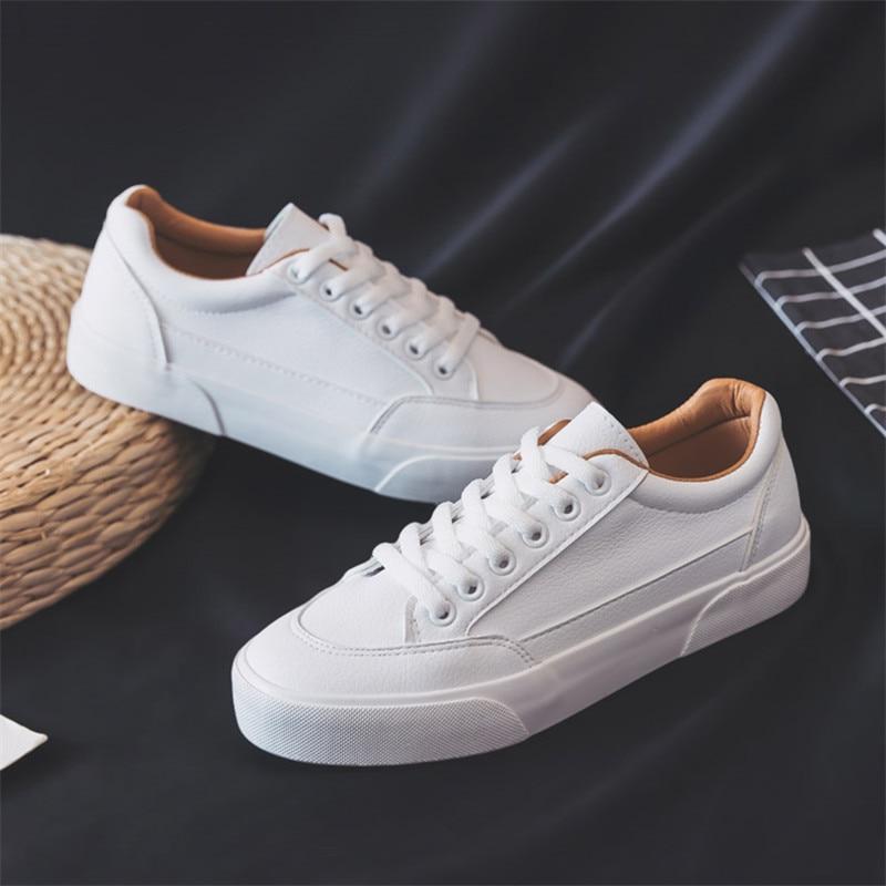 Women Sneakers Leather Shoes Spring Trend Casual Flats Sneakers Female New Fashion Comfort White Platform Shoes - GoJohnny437
