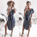 Womens Midi Party Dresses Geometric Print Summer Boho Beach Dress Loose Batwing Sleeve Dress - GoJohnny437