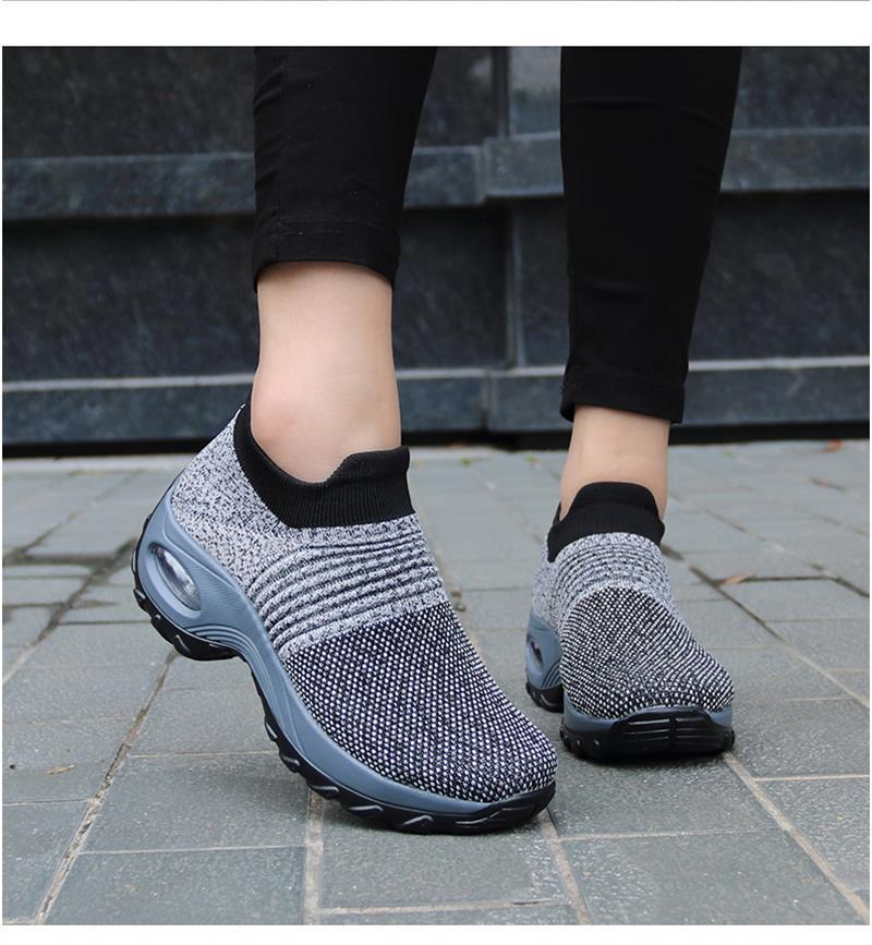 Womens Running Walking Shoes Hot Autumn New Mesh Breathable Knit Ladies Mix Colors Sneakers Soft Slip On - GoJohnny437