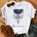 Women's T-shirt Flower Dreamcatcher T-shirt O-neck top women's Street summer casual clothing short sleeves - GoJohnny437